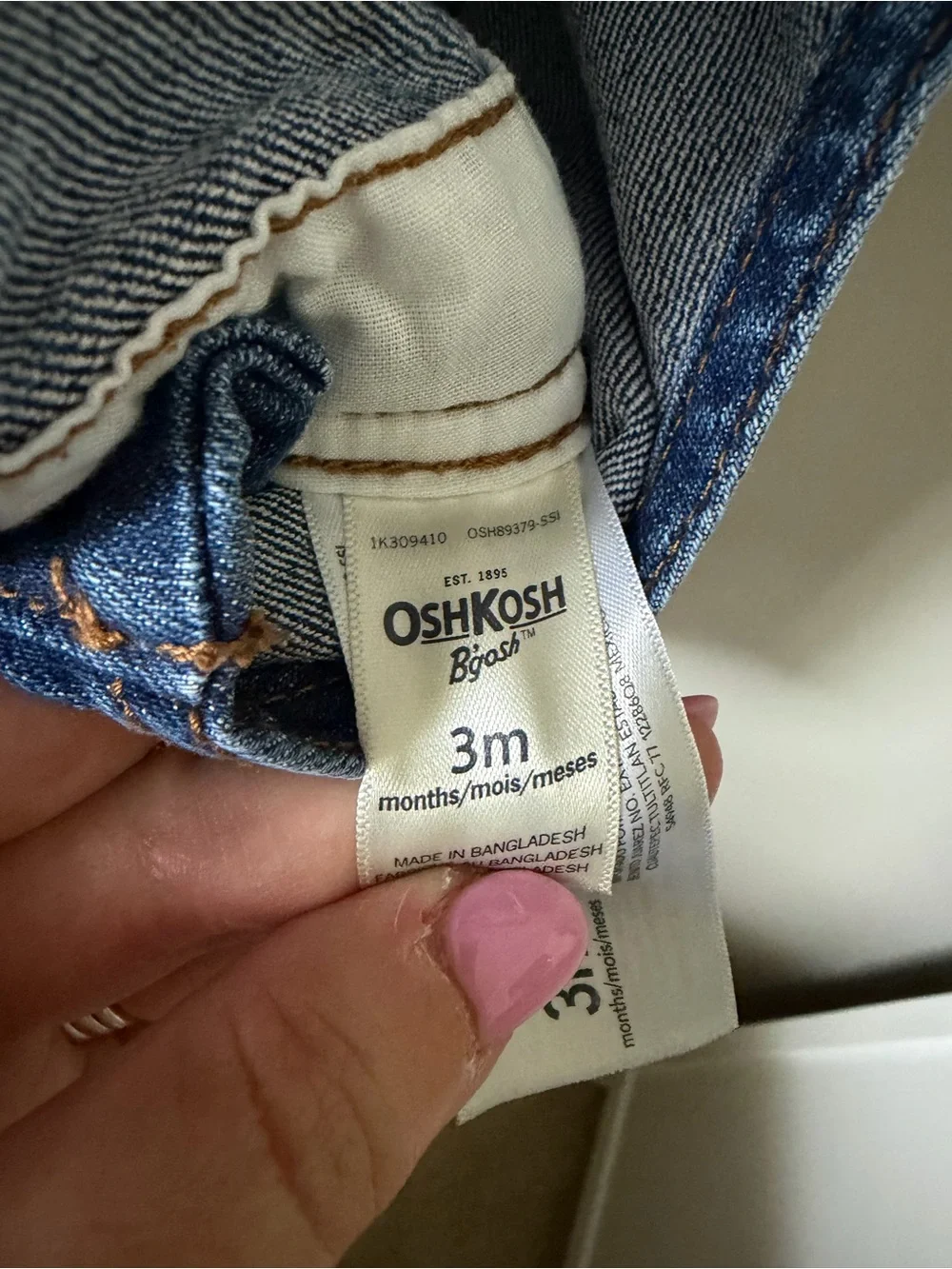 OshKosh B'gosh Unisex 0-3M Blue Denim Solid Overall One-Piece Adjustable